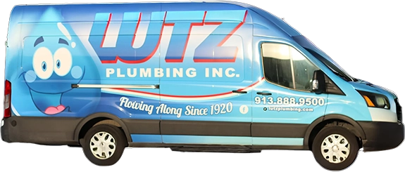 Plumbing van featuring the Lutz logo